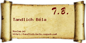 Tandlich Béla névjegykártya